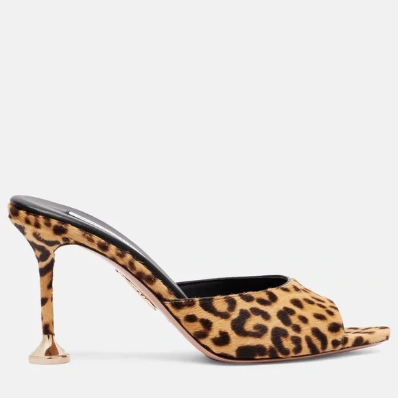 AQUAZZURA Bisous 85 leopard-print calf hair mules - Picture 5 of 9